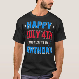 Camiseta Feliz 4 de julho e é o meu aniversário para a Inde
