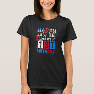 Camiseta Feliz 4 De Julho E Meu Nascer De Aniversário Em 4