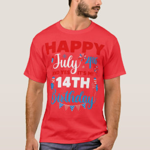 Camiseta Feliz 4 de julho e sim, é minha 14 de aniversário