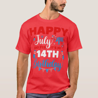 Camiseta Feliz 4 de julho e sim, é minha 14 de aniversário