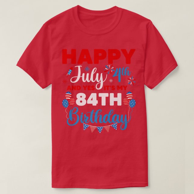 Camiseta Feliz 4 de julho e Sim, é o meu oitavo aniversário (Frente do Design)