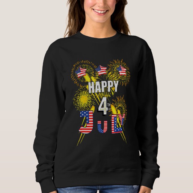 Camiseta Feliz 4 de Julho Explosão de Fogos de Artifício da (Frente)