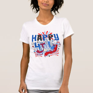 Camiseta Feliz 4 de Julho Fogos de Artifício EUA-63261