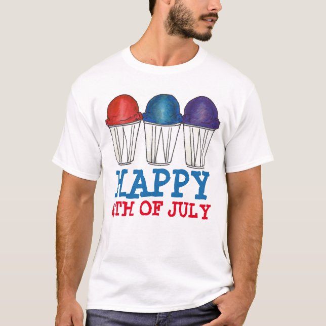 Camiseta Feliz 4 de julho, Gelado de Água Encharcado Italia (Frente)