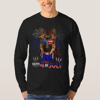 Camiseta Feliz 4 De Julho, German shepherd De Bandeira Amer