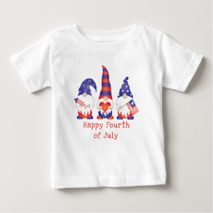 Camiseta Feliz 4 de julho Gnome Red Blue