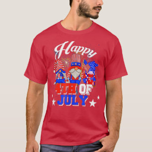 Camiseta Feliz 4 De Julho, Gnomos Americanos Bandeira Firew