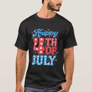 Camiseta Feliz 4 De Julho, Homens De Fogo Retro Patriótico