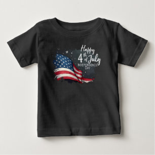 Camiseta Feliz 4 de Julho Ilustração de Arte de Bandeira Vi