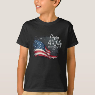 Camiseta Feliz 4 de Julho Ilustração de Arte de Bandeira Vi
