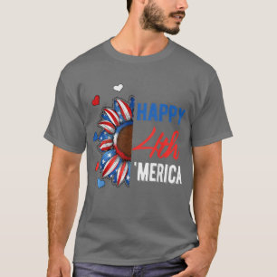 Camiseta Feliz 4 de julho Independência da América Sunflowe