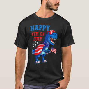Camiseta Feliz 4 De Julho Meninos Dinossauro Amerisauro