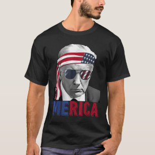 Camiseta Feliz 4 De Julho Merica Trump American Flag Usa