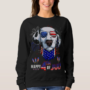 Camiseta Feliz 4 de Julho Óculos de Sol Dálmata Bandeira Am