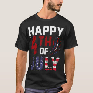 Camiseta Feliz 4 de Julho para Mulheres Homens Crianças Ind