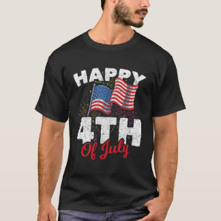 Camiseta Feliz 4 De Julho Patriótico Americano Bandeira 4.º