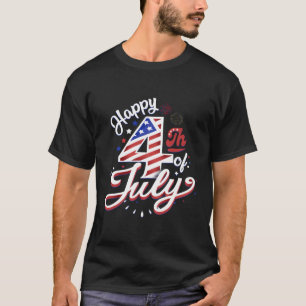 Camiseta Feliz 4 De Julho Patriótico Americano Bandeira 4.º