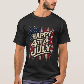 Camiseta Feliz 4 de Julho Patriótico Bandeira Aamericana 4 