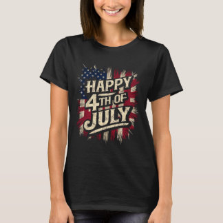 Camiseta Feliz 4 de Julho Patriótico Bandeira Aamericana 4 