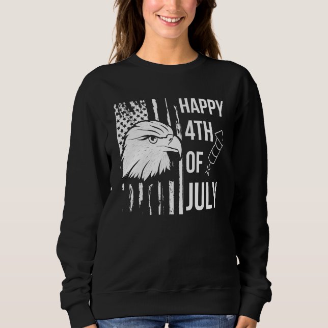 Camiseta Feliz 4 De Julho Patriótico Bandeira Americana Da  (Frente)