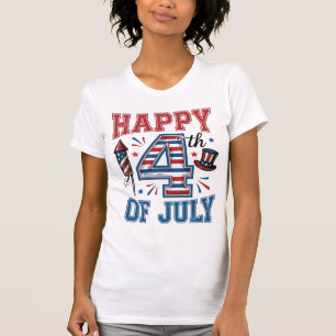 Camiseta Feliz 4 de Julho Projeto de Design Vetorial Vintag