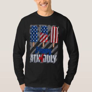 Camiseta Feliz 4 De Julho Psicha Vermelho Branco Azul Ameri