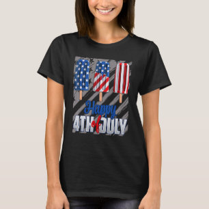 Camiseta Feliz 4 De Julho Psicha Vermelho Branco Azul Ameri