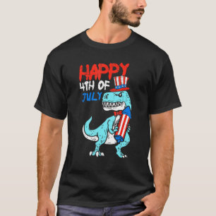 Camiseta Feliz 4 De Julho Rex Dinossaur Kids Quarto Toddler