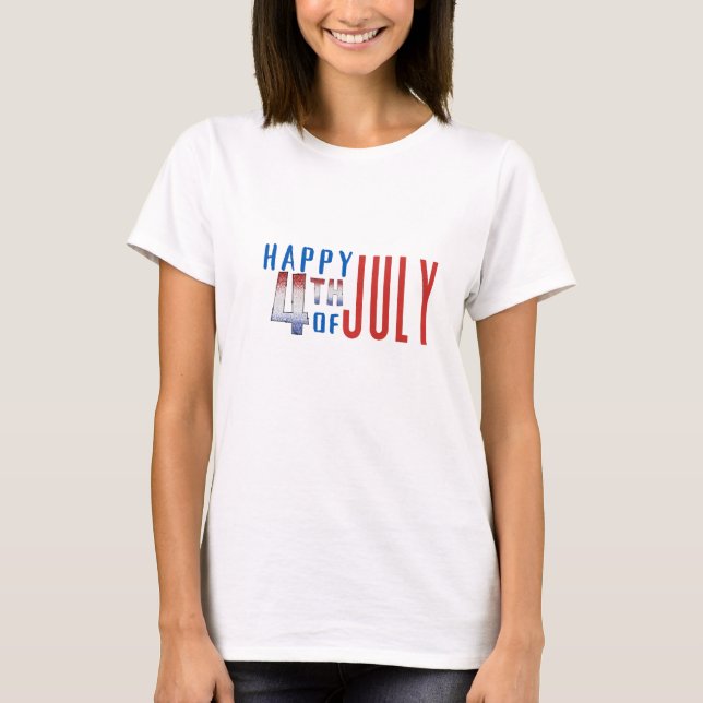 Camiseta Feliz 4 de julho, Shimmer Word Art (Frente)