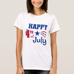 Camiseta Feliz 4 de julho, tipografia e grilhões