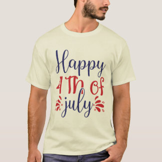 Camiseta Feliz 4 de Julho Tipografia Patriótica