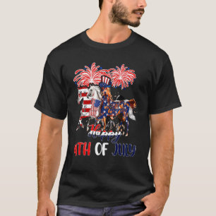 Camiseta Feliz 4 de Julho Três Cavalos Bandeira Americana F
