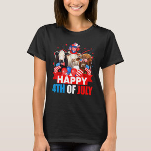 Camiseta Feliz 4 De Julho, Três Vaca De Bandeira Americana