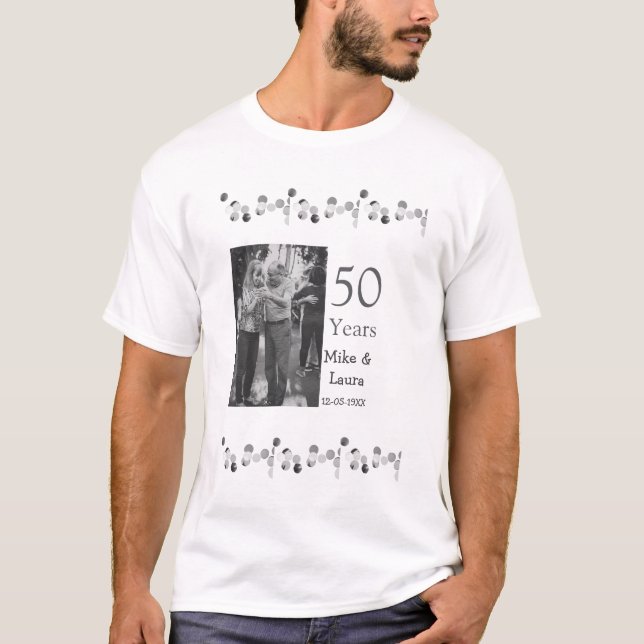 Camiseta Feliz 50º aniversário adicionar nome do casal data (Frente)