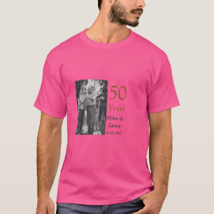 Camiseta Feliz 50º aniversário adicionar nome do casal data