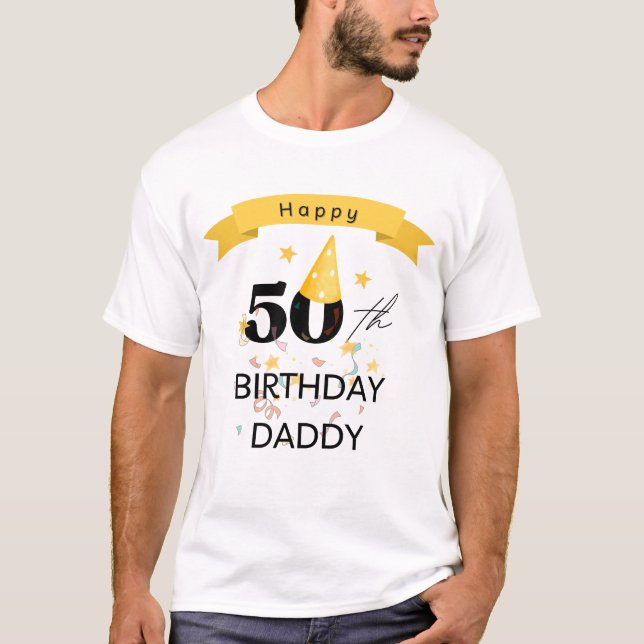 Camiseta Feliz 50º Pai de aniversário (Frente)