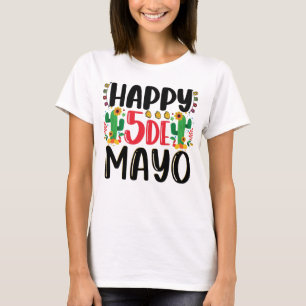 Camiseta Feliz 5 de maio, mulheres mexicanas no feriado hom