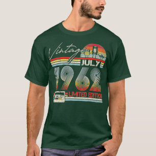 Camiseta Feliz 60º aniversário Vintage julho de 1962 60 ano