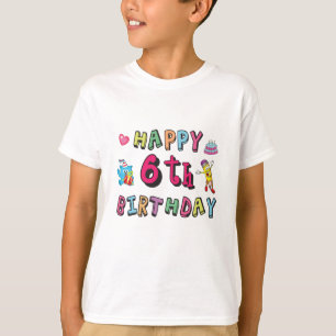 Camiseta Feliz 6 Aniversário de 6 anos surpresa do dia seg