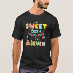 Camiseta Feliz 7 Aniversário Doce Sassy e Sete Meninas 7 Y