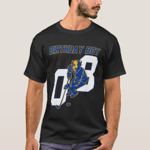 Camiseta Feliz 8º Aniversário Menino Hóquei Bison Hóquei no