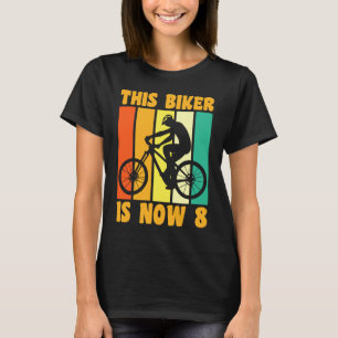 Camiseta Feliz 8.º Aniversário, 8 anos de idade, ciclismo d