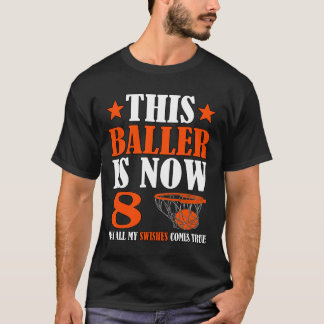 Camiseta Feliz 8 de aniversário, 8 anos, basquete, oitavo a