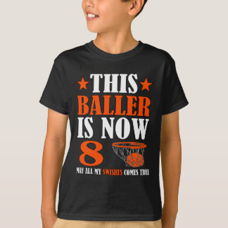 Camiseta Feliz 8 de aniversário, 8 anos, basquete, oitavo a