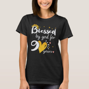 Camiseta Feliz 90 anos Abençoado por Deus por Feliz Nascime