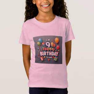 Camiseta Feliz 9.º Aniversário Celebração de Meninas