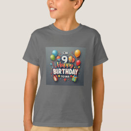 Camiseta Feliz 9.º aniversário da Celebração de Meninos