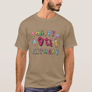 Camiseta Feliz 9.º aniversário para crianças de 9 anos B-da