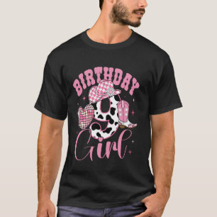 Camiseta Feliz 9.º Aniversário Rapariga Rodeo Ocidental Cow