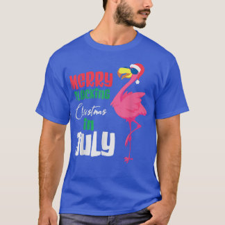 Camiseta Feliz A Bloquear O Natal Em Julho, Legal Flamingo